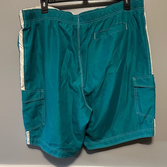 Stylish Teal and White Men's Swim Board Shorts - Picture 5 of 7